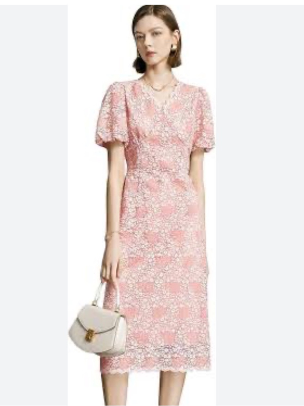 3 for $20 Cider Pink Lace Floral Midi Dress